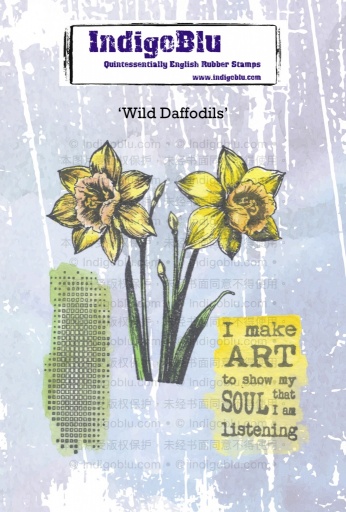 Wild Daffodils A6 Red Rubber Stamp